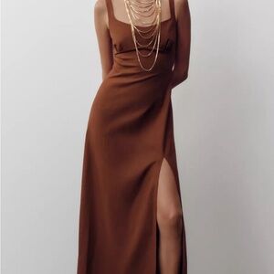 Zara Elegant Brown Maxi Dress